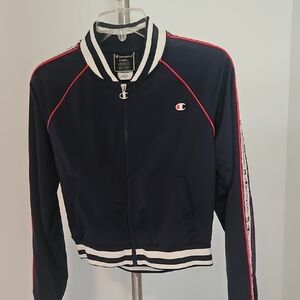 Champion Navy Track Jacket with Red and White Accents Size X-small
